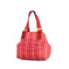 Shopping bag Louis Vuitton in tela rossa e rosa a righe e pelle naturale - 00pp thumbnail