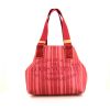 Shopping bag Louis Vuitton in tela rossa e rosa a righe e pelle naturale - 360 thumbnail
