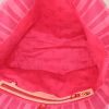 Shopping bag Louis Vuitton in tela rossa e rosa a righe e pelle naturale - Detail D2 thumbnail