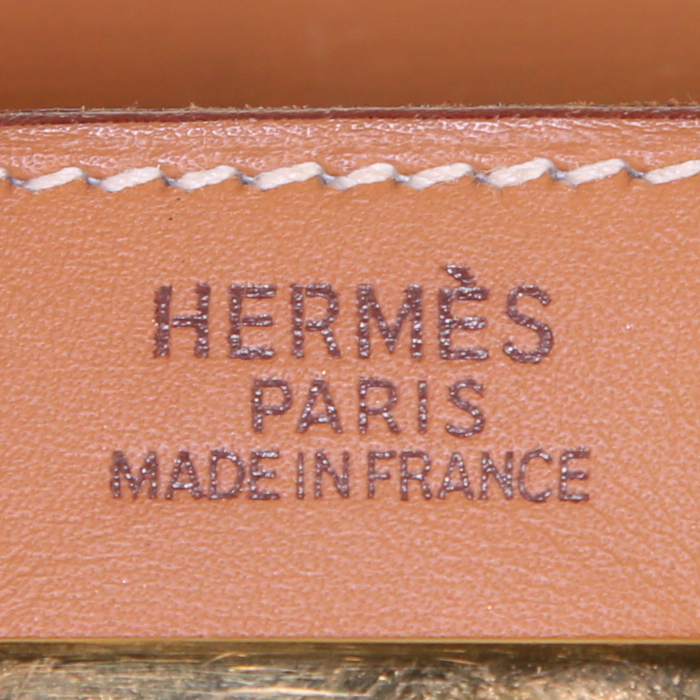 Hermes Kelly 32 cm handbag in gold Chamonix  leather - Detail D4