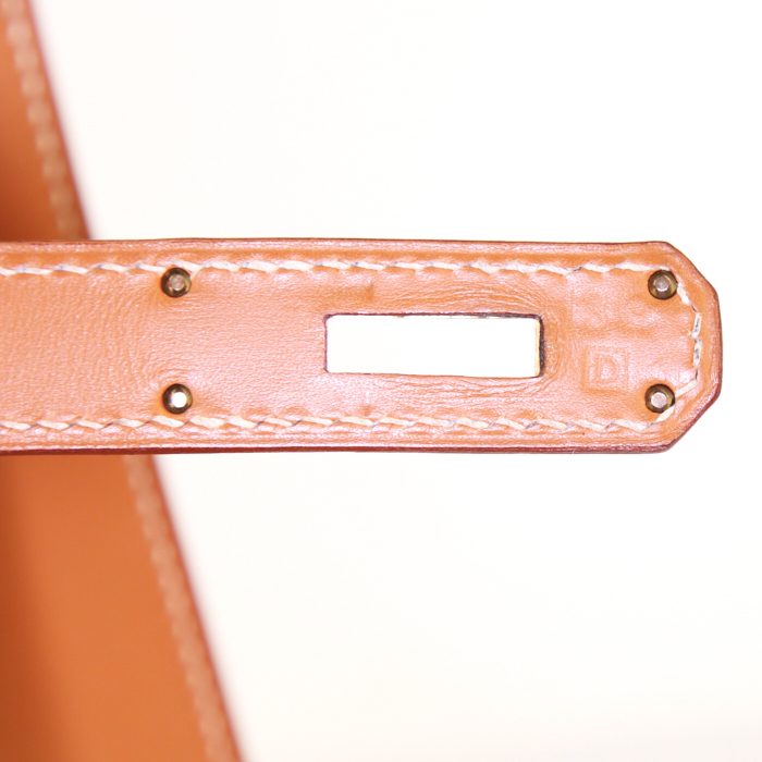Hermes Kelly 32 cm handbag in gold Chamonix  leather - Detail D5
