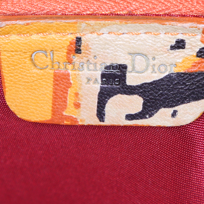 Borsa Dior Saddle in pelle arancione e beige con motivo - Detail D3