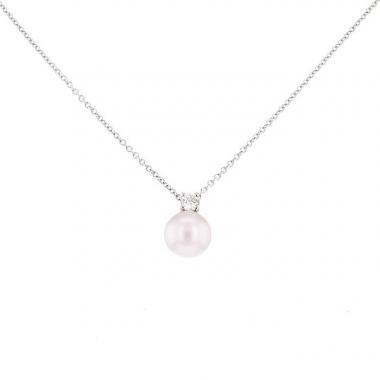 Collar Tiffany & Co Signature Pearls en oro blanco,  perla y diamante