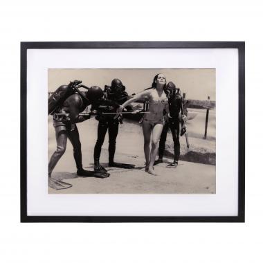 Lobby card from the film "Thunderball", with Sean Connery, 1965, vintage print on cardboard paper, framed