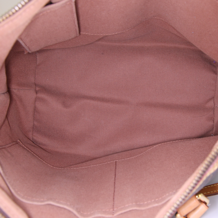 Bolso de mano Louis Vuitton Palermo en lona Monogram marrón y cuero natural - Detail D3