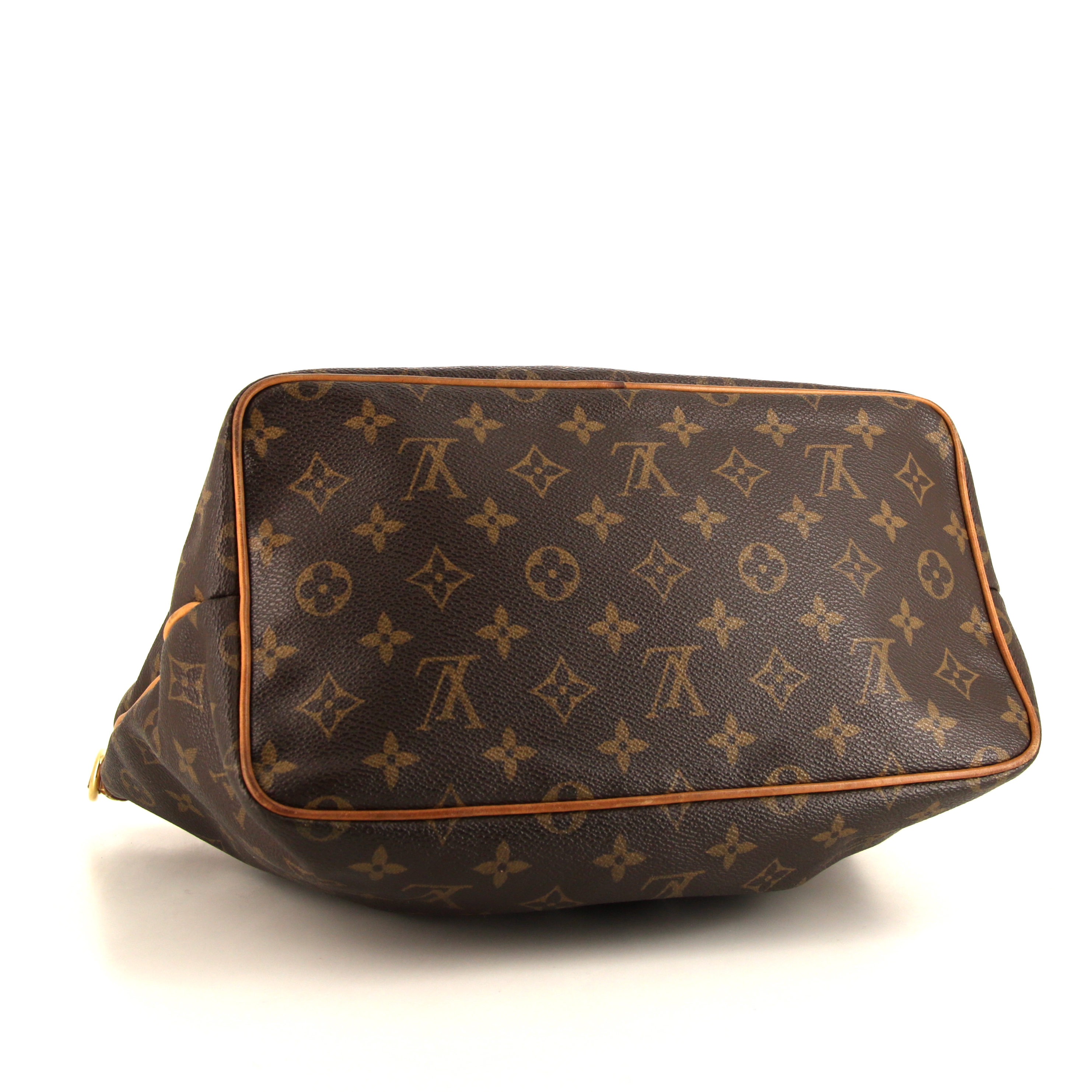Bolso de mano Louis Vuitton Palermo en lona Monogram marrón y cuero natural - Detail D5
