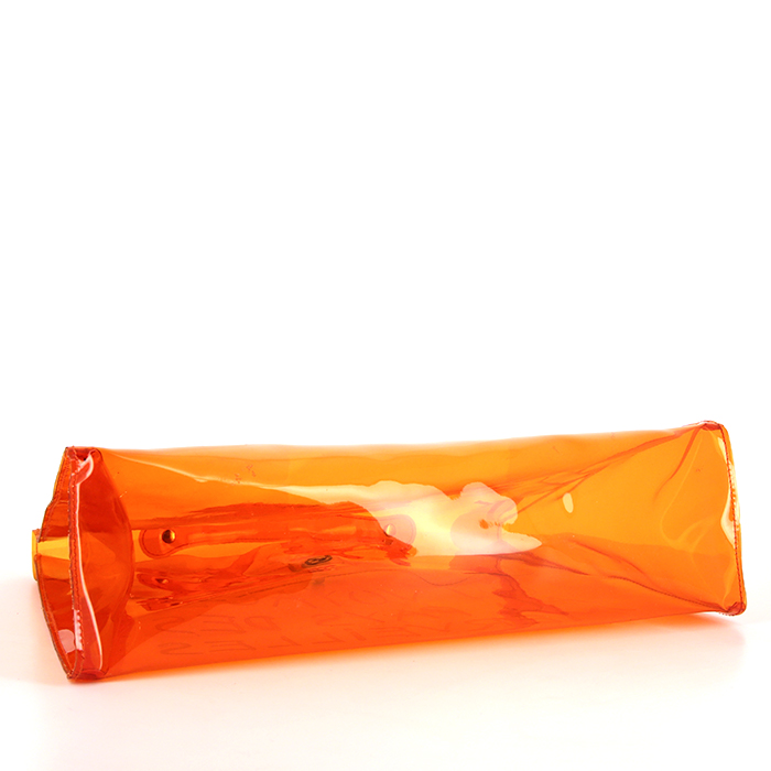 Hermès Kelly Plastic handbag in orange vinyl - Detail D3