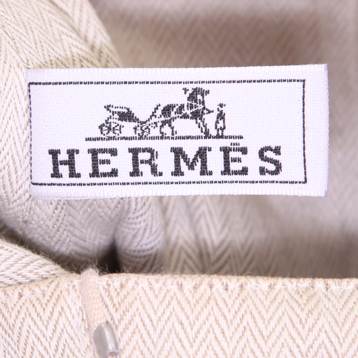 Bolso de fin de semana Hermès Matelot en lona espigas beige - Detail D4