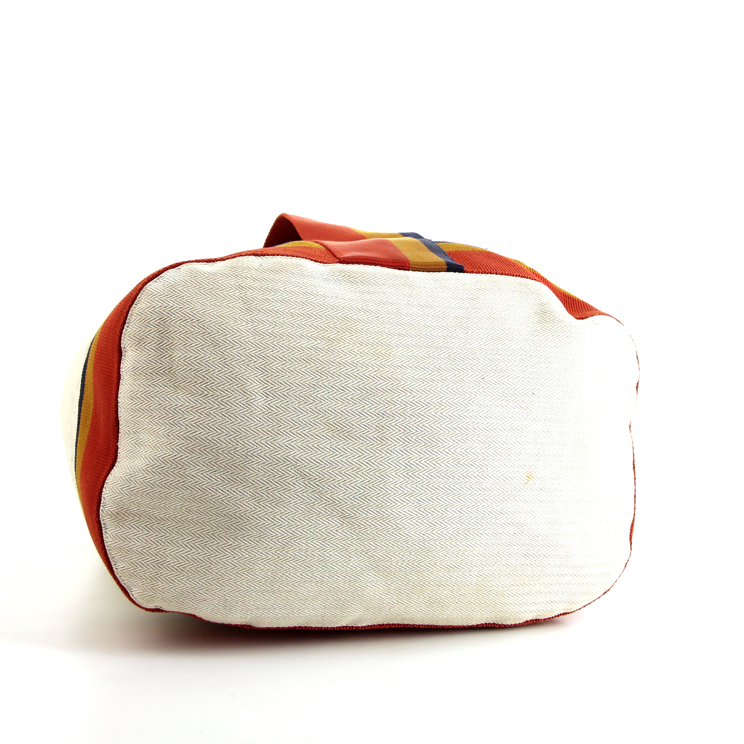 Borsa weekend Hermès Matelot in tessuto a spina di pesce beige - Detail D5