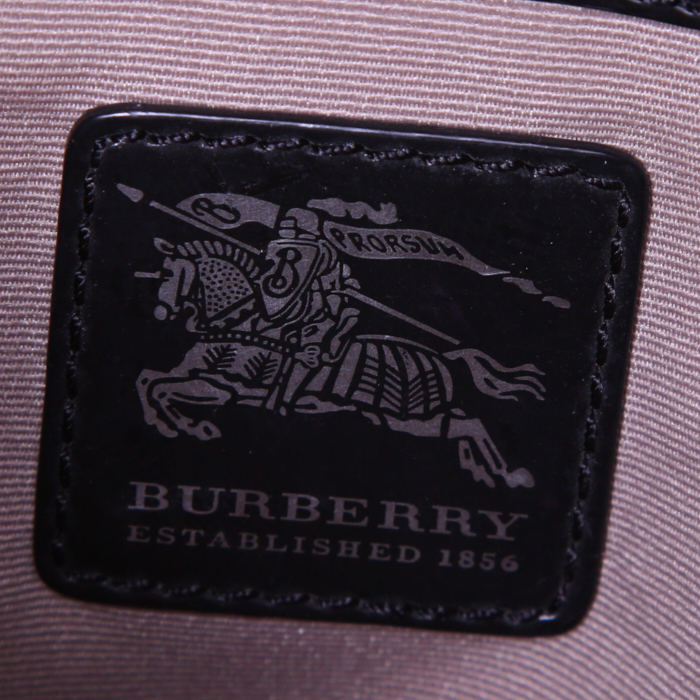 Borsa a tracolla Burberry Dryden in tela Haymarket beige e pelle nera - Detail D3