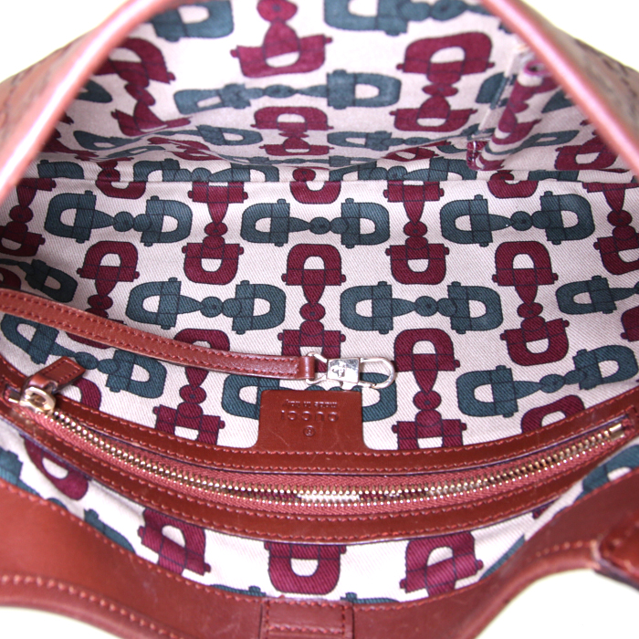 Gucci handbag in brown monogram leather - Detail D2