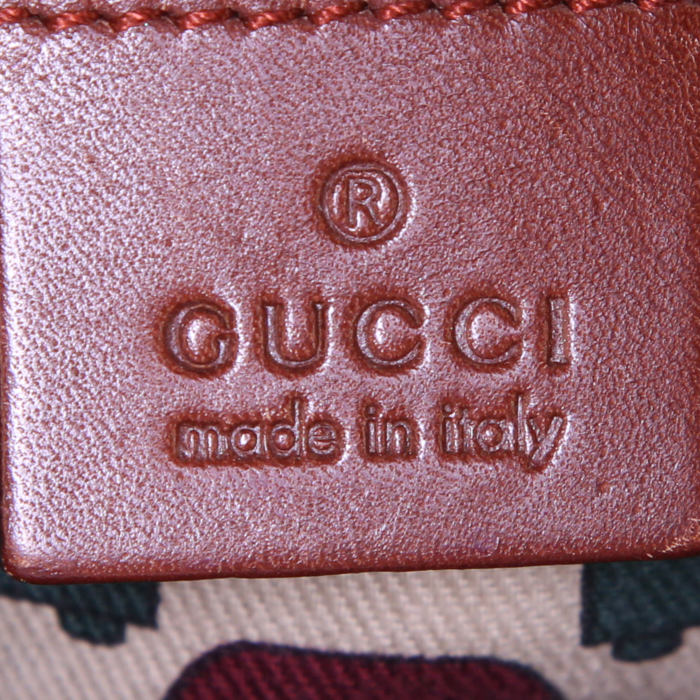 Sac à main Gucci en cuir monogram marron - Detail D3
