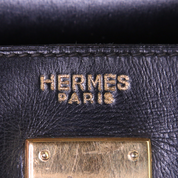 Hermes Kelly 35 cm handbag in black box leather - Detail D4