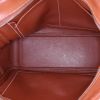 Hermes Plume handbag in brown Barenia leather and beige canvas - Detail D2 thumbnail