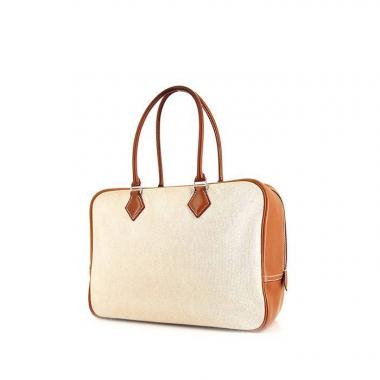 Borsa Hermes Plume in pelle Barenia marrone e tela beige