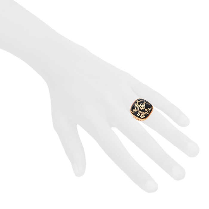 Bague Pomellato Victoria en or rose, jais et cristal de roche - Detail D1