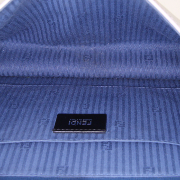 Borsa a tracolla Fendi Demi Jour in pelle tricolore beige blu e gialla - Detail D3