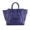 Celine Luggage mini handbag in blue grained leather - 360 thumbnail