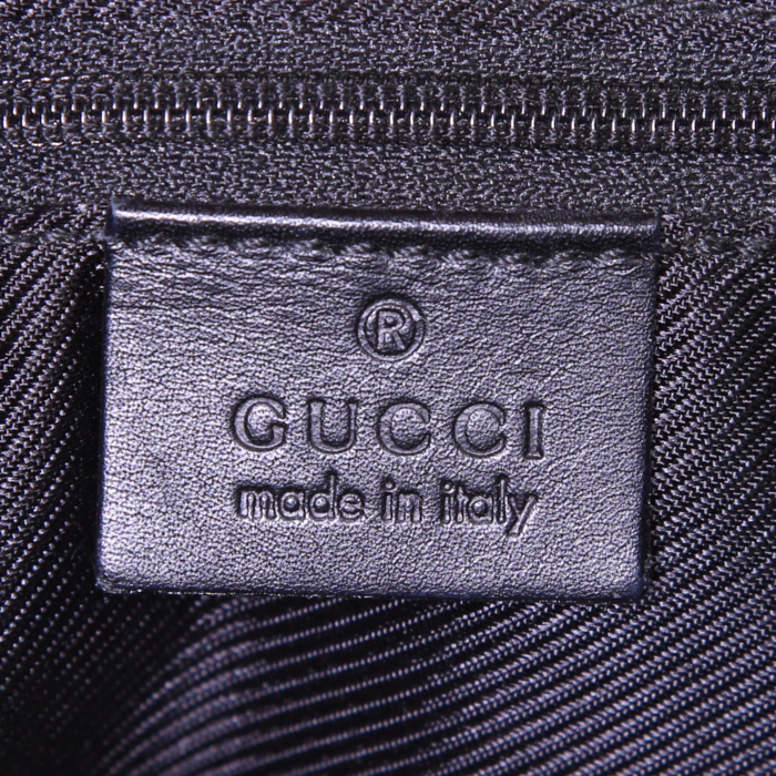 Sac à main Gucci Boston en toile monogram grise et cuir noir - Detail D3
