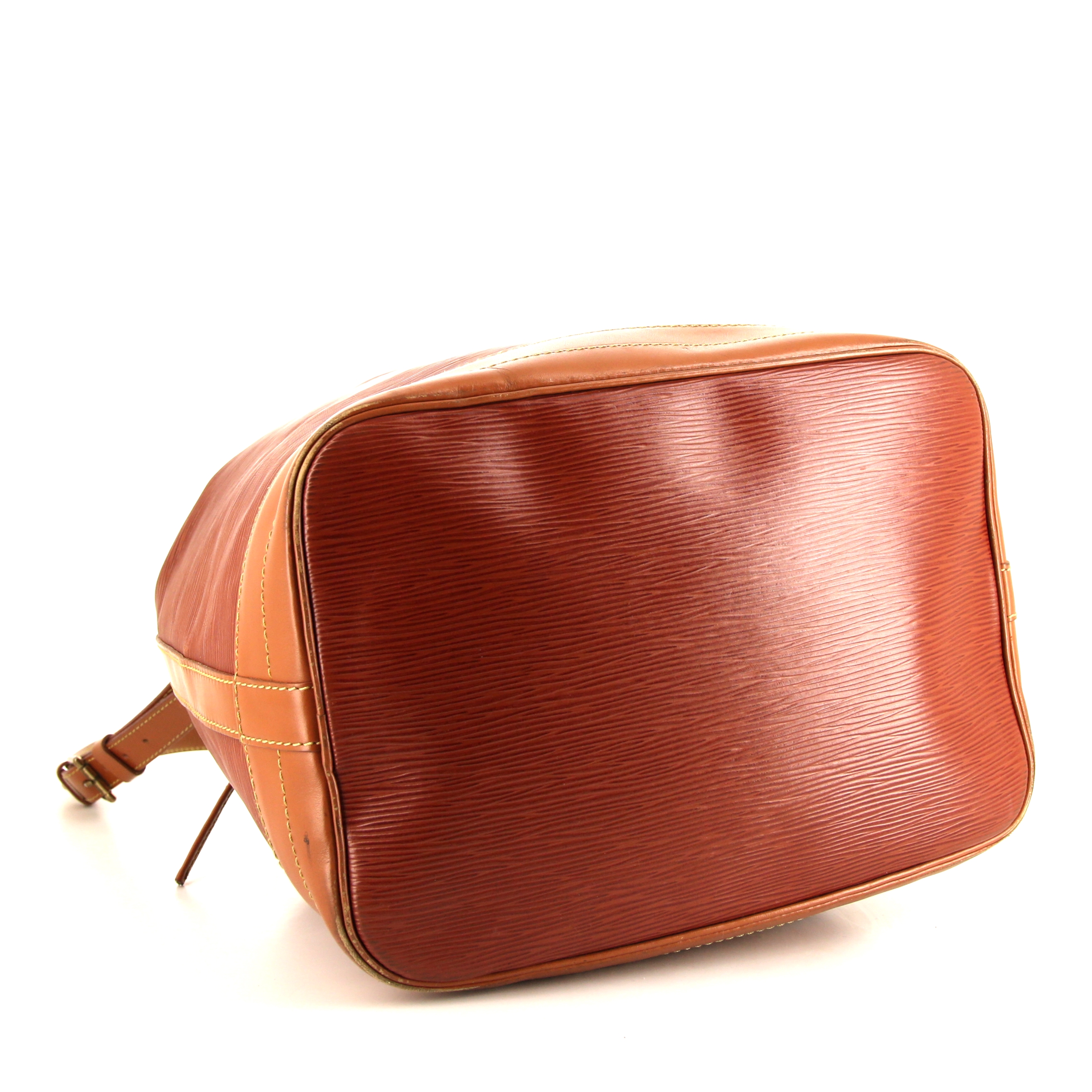 Sac cabas Louis Vuitton grand Noé en cuir épi bicolore cognac et gold - Detail D4