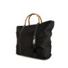 Shopping bag Gucci Bamboo in tela nera e pelle nera - 00pp thumbnail