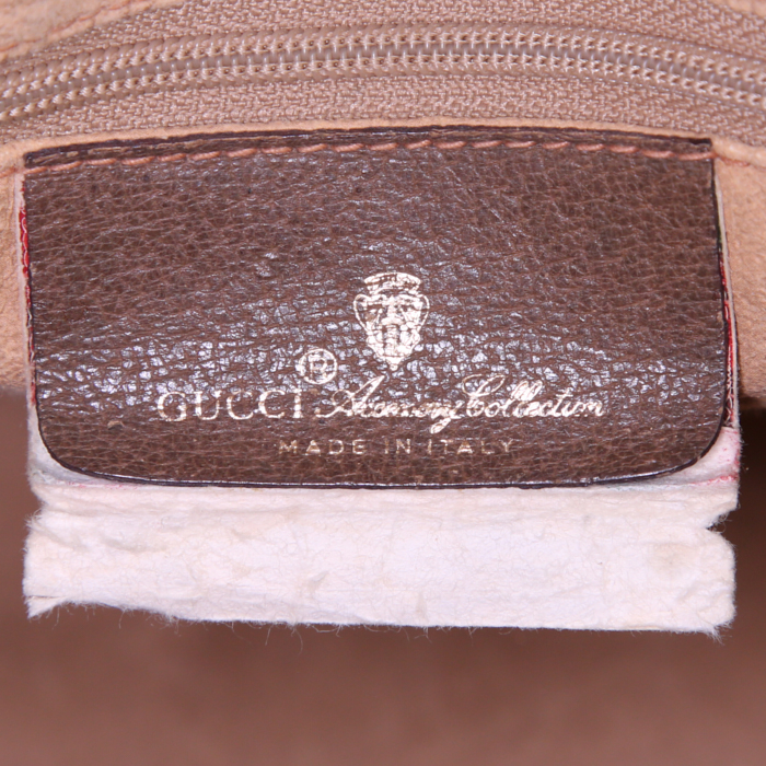 Borsa Gucci Boston in tela monogram grigia e pelle marrone - Detail D3