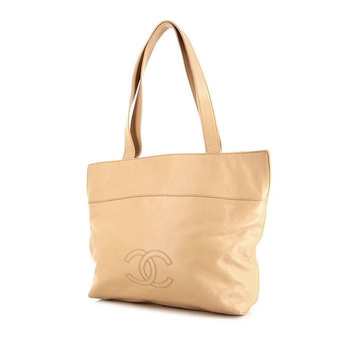 Chanel Vintage shopping bag in beige leather - 00pp