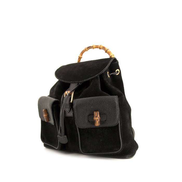 Zaino Caran D'Ache Bamboo in camoscio nero e pelle nera