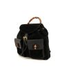 Gucci Bamboo handbag in black suede and black grained leather - 00pp thumbnail