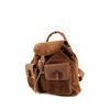 Bolso de mano Gucci Bamboo en ante marrón y cuero granulado marrón - 00pp thumbnail