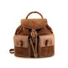 Gucci Bamboo handbag in brown suede and brown grained leather - 360 thumbnail