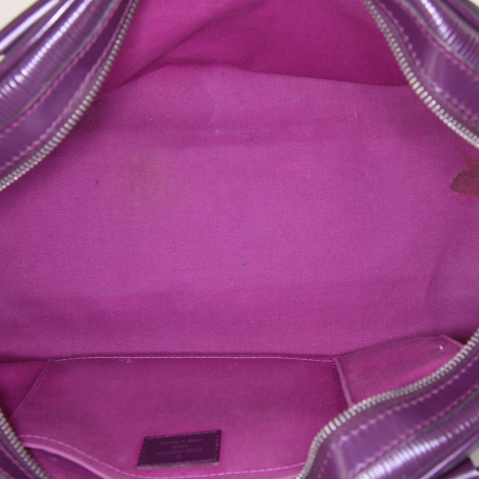 Bolso de mano Louis Vuitton Bowling Montaigne  en cuero Epi violeta - Detail D2