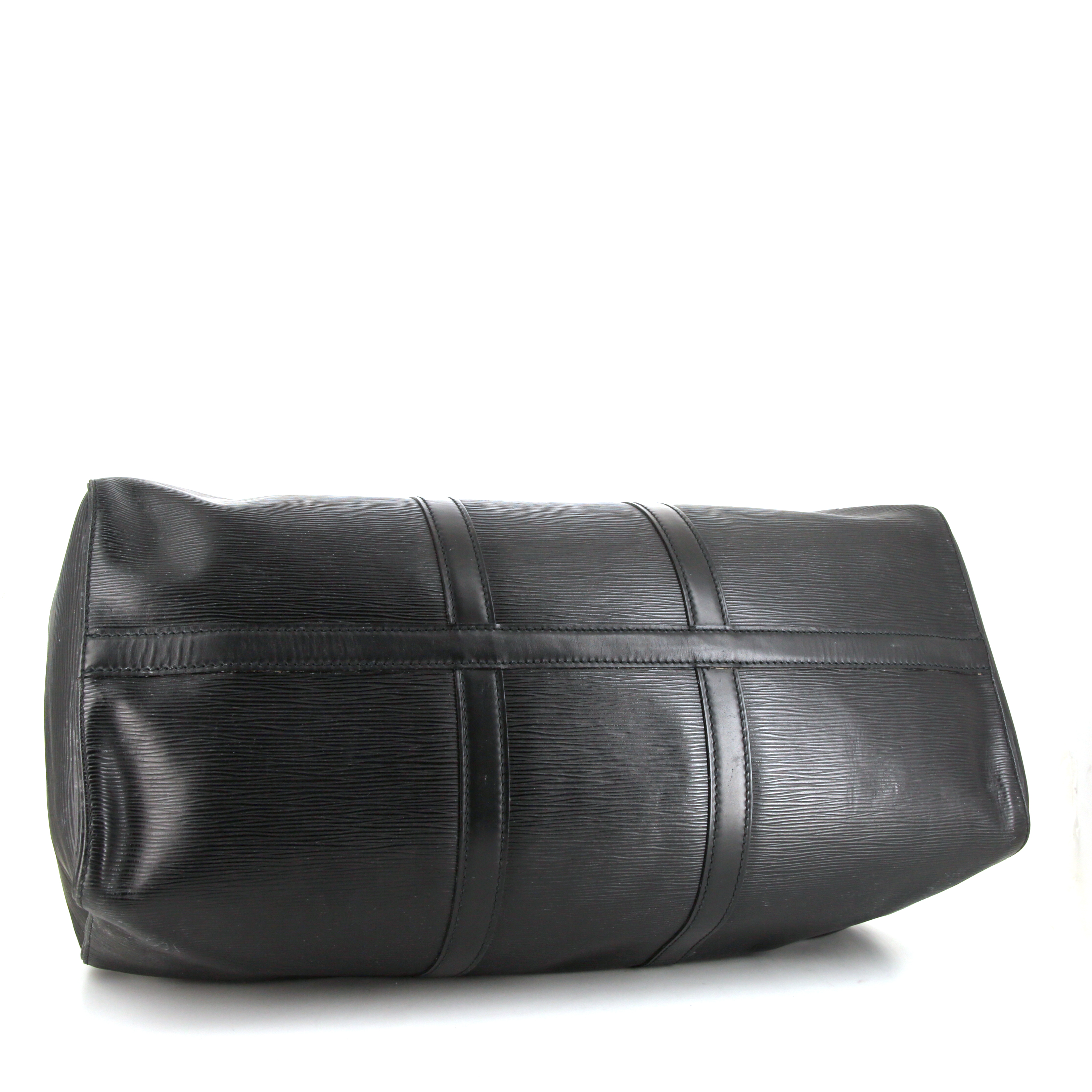 Sac de voyage Louis Vuitton Keepall 50 cm en cuir épi noir - Detail D4