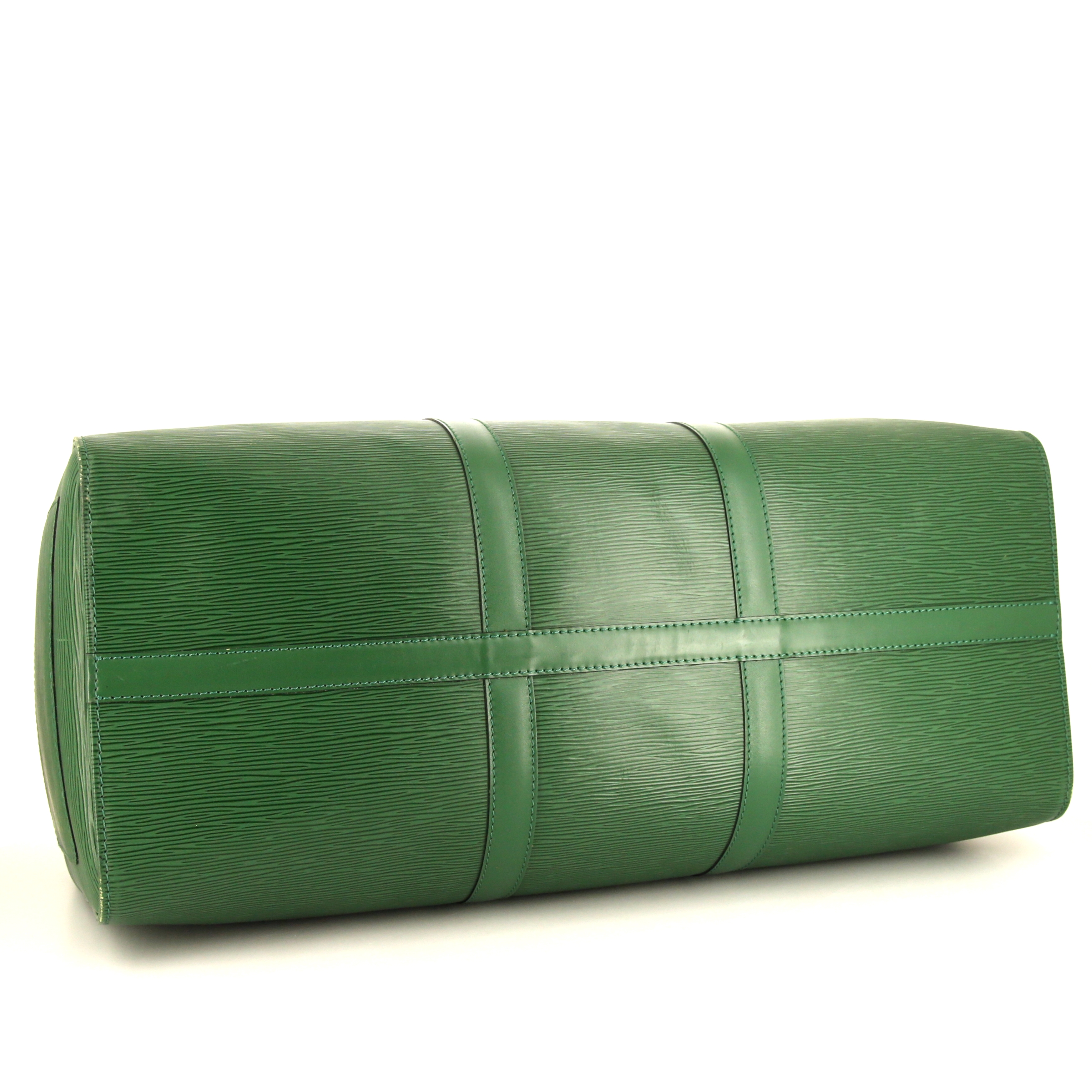 Bolsa de viaje Louis Vuitton Keepall 50 cm en cuero Epi verde - Detail D4