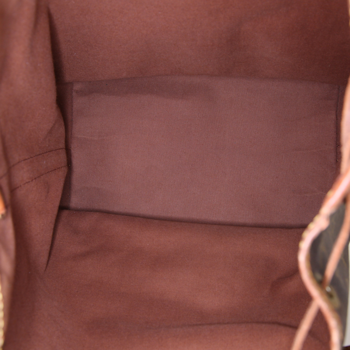 Sac besace Louis Vuitton grand Noé grand modèle en toile monogram marron et cuir naturel - Detail D2