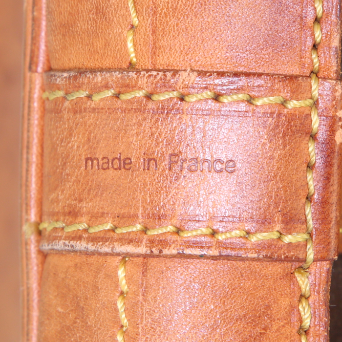 Louis Vuitton grand Noé large model messenger bag in brown monogram canvas and natural leather - Detail D3