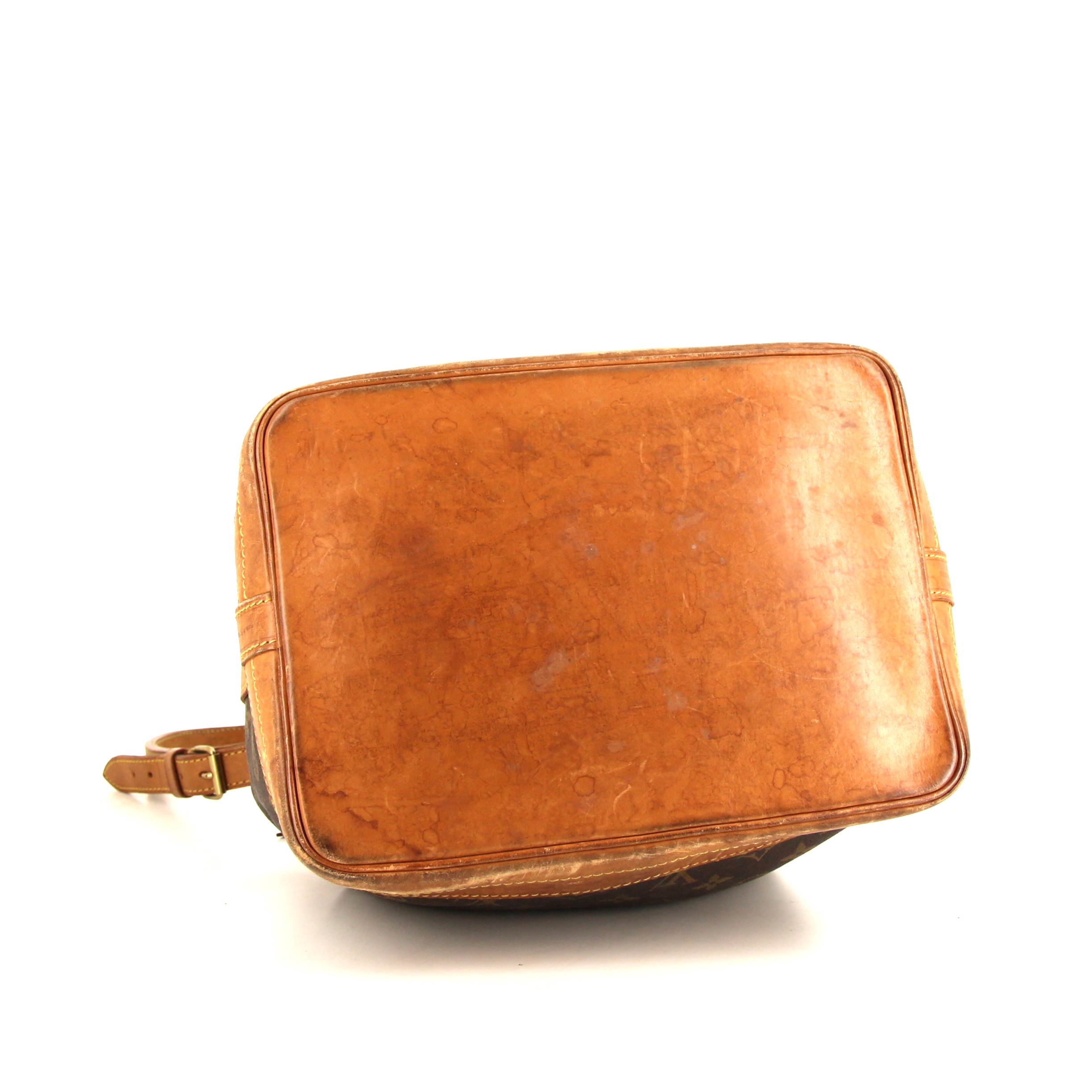 Borsa bisaccia Louis Vuitton grand Noé modello grande in tela monogram marrone e pelle naturale - Detail D4
