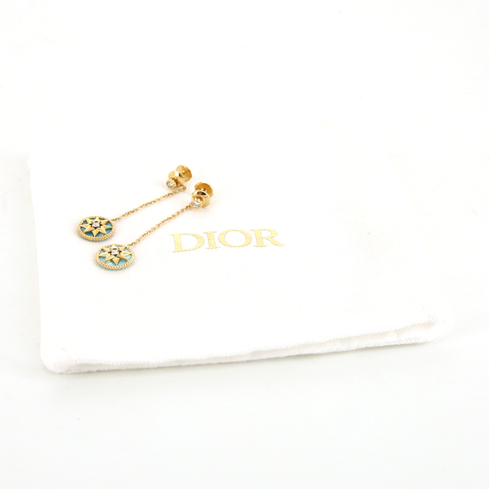Orecchini Dior Rose des vents in oro giallo,  turchese e diamanti - Detail D2