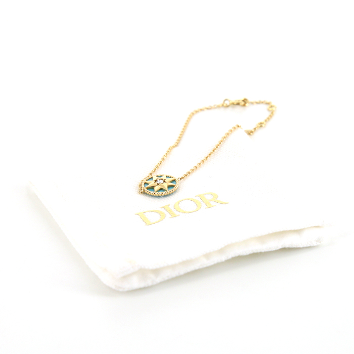 Bracelet Dior Rose des vents en or jaune,  turquoise et diamant - Detail D3