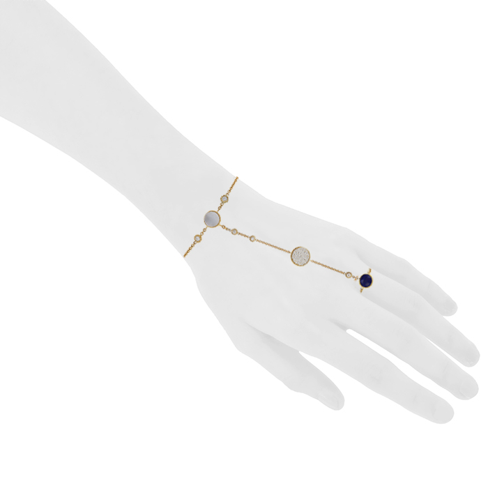 Dior Rose des vents bracelet in yellow gold,  mother of pearl and lapis-lazuli and in diamonds - Detail D2