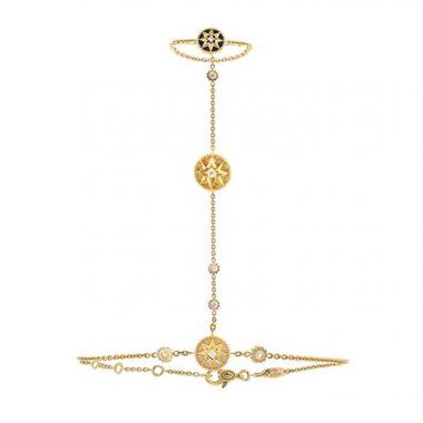 Dior Rose des vents hand bracelet in yellow gold,  mother of pearl and lapis-lazuli and in diamonds