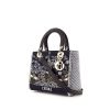 Dior Lady Dior Limited Edition La Roue de la Fortune medium model handbag in navy blue and white canvas and navy blue leather - 00pp thumbnail
