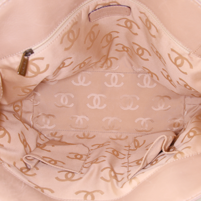 Sac à main Chanel Vintage en cuir beige - Detail D2