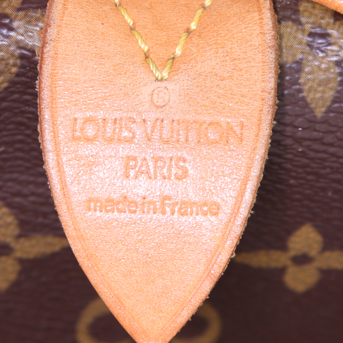 Louis Vuitton Speedy 30 handbag in brown monogram canvas and natural leather - Detail D3