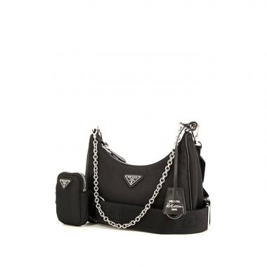 Sac à main Prada Re-Nylon en toile noire