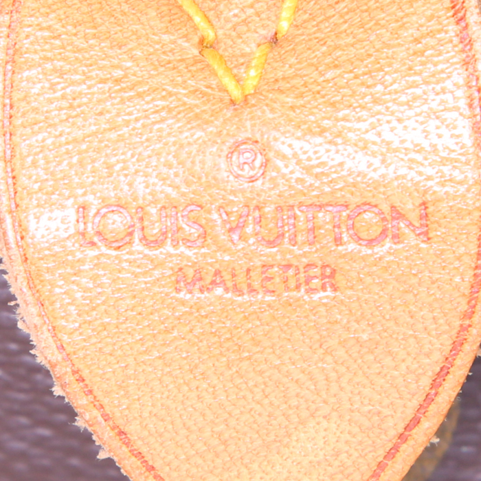 Sac à main Louis Vuitton Speedy 30 en toile monogram marron et cuir naturel - Detail D3