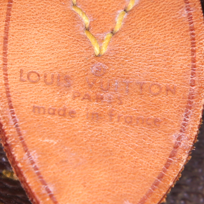 Louis Vuitton Keepall 55 cm travel bag in brown monogram canvas and natural leather - Detail D3