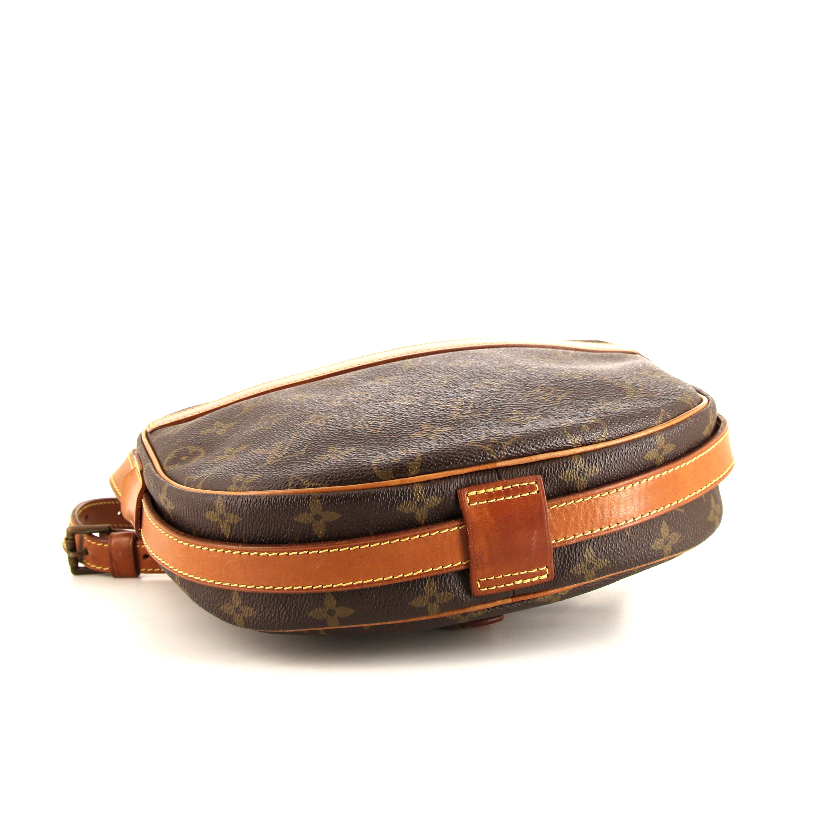 Bolso bandolera Louis Vuitton Jeune Fille en lona Monogram marrón y cuero natural - Detail D4