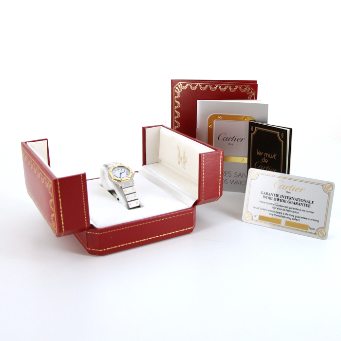 Reloj Cartier Santos Ronde de oro y acero Ref :  0907 Circa  1990 - Detail D2