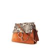 Chloé Faye shoulder bag in brown Rouille suede and grey python - 00pp thumbnail